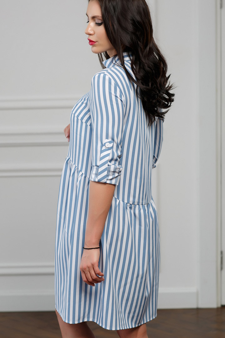 Фото товара 16584, платье рубашка в голубую полоску